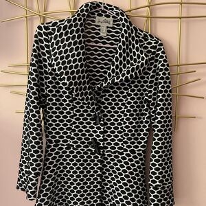Joseph Ribkoff Black and white peplum jacket.